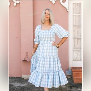 Ivy City Co. Blue Mia Gingham Dress